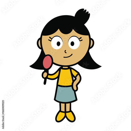 Girl Brushing Hair Vector Illustration – Beauty, Self Care, Hairstyle Design