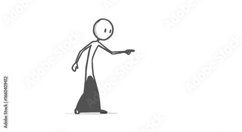 Sticky figure man pointing out