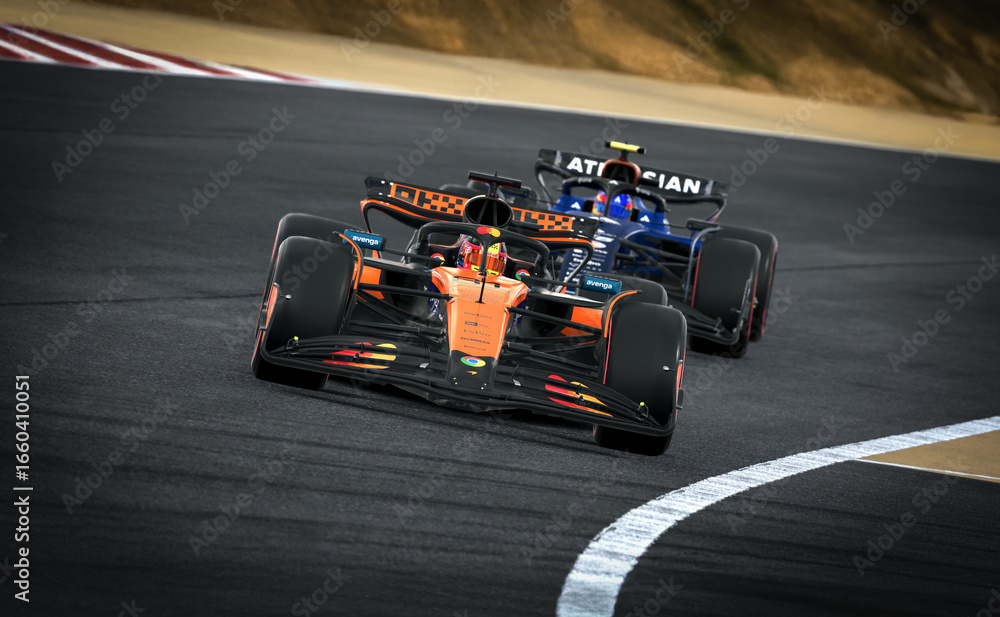 Obraz premium McLaren 2025 F1 car, 3D illustration, 21 aug, 2025, Sao Paulo, Brazil