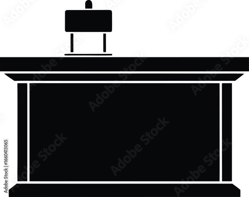Reception Desk Silhouette Vector Art Illustration