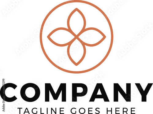 Elegant floral logo design with circular outline and company name placeholder