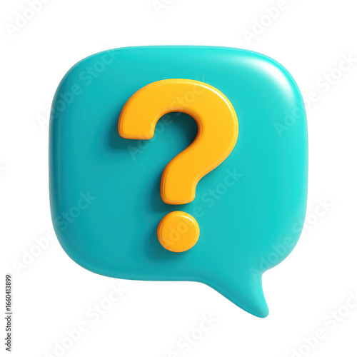 Question mark in speech bubble design isolated illustration on transparent background