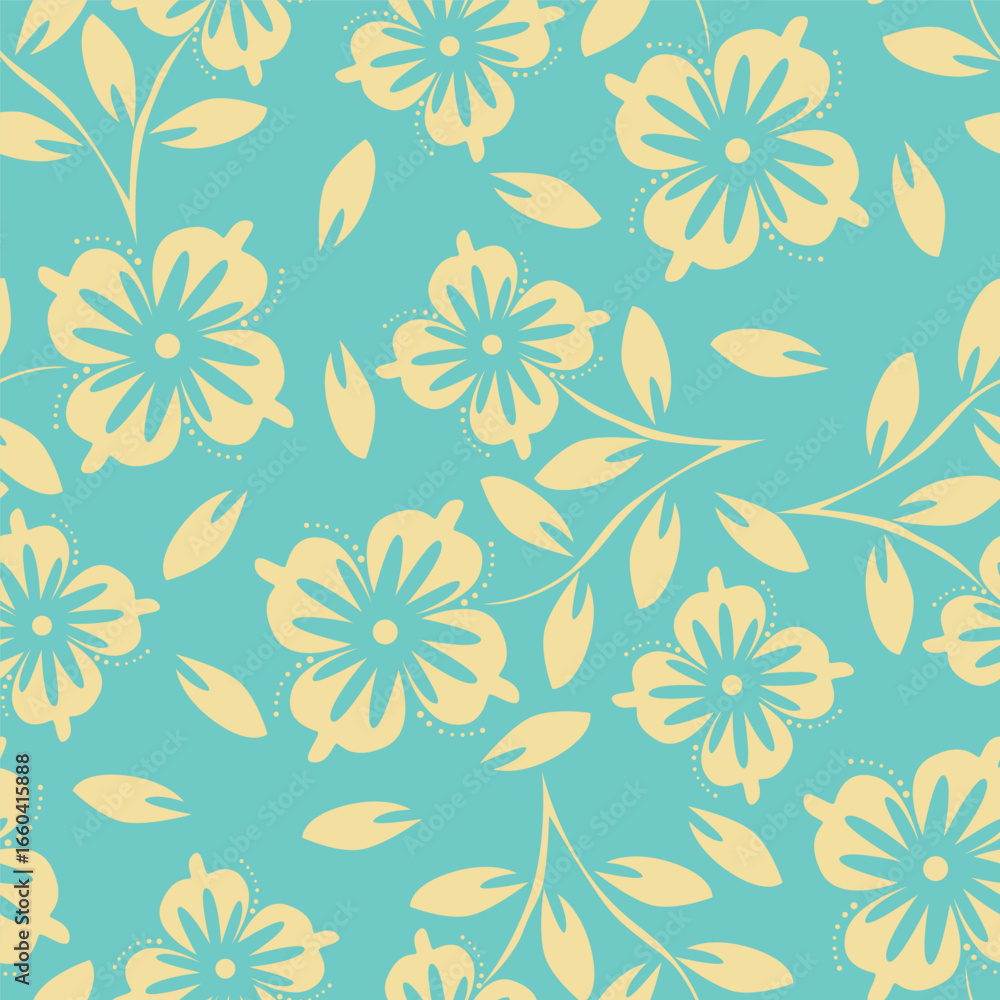 Fototapeta premium Hand drawn flowers. Seamless background with abstract cute flowers. Vector design ornament for paper; cover; fabric; interior decor; textile; fabric; wallpaper; surface design; label; packaging 
