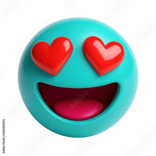 Emoji love eyes happy expression face isolated illustration on transparent background