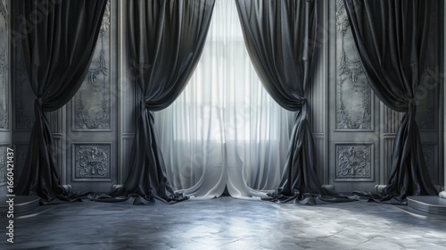 Dark gray curtains elegant interior room
