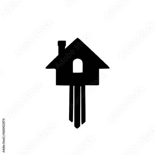 Ultra-clean vector illustration of a modern house key icon created with minimalist geometric design concepts for digital applications.