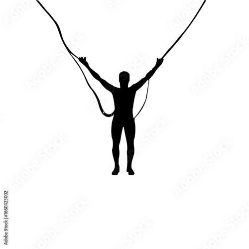 Elegant Icon-Style Bungee Jumping Artwork Emphasizing Fluid Line Vectors and Modern Minimalism