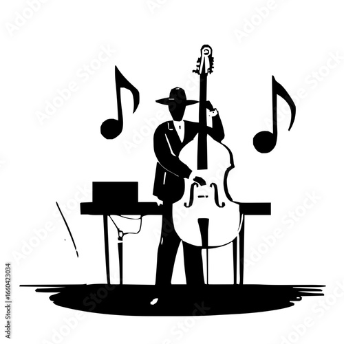 Exquisite Icon-Style Jazz Vector Art Merging Abstract Musical Expression with Sophisticated Line Design and Color Harmonies