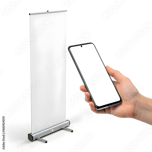 blank white retractable banner stand mockup for