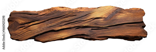 Detailed view of a weathered wood fragment showcasing its natural texture and organic grain, isolated on transparent background.