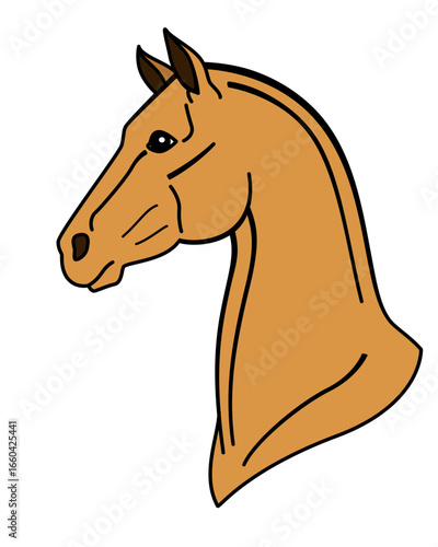 The head of a bay horse symbolizes 2026, a portrait of a graceful animal - a full-color vector image of the animal.