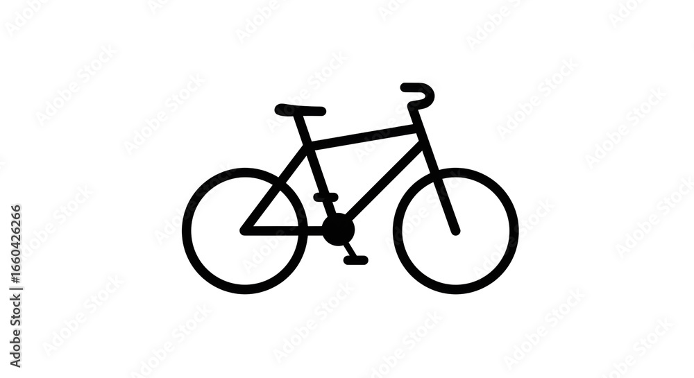 Obraz premium Minimalist Black Bicycle Icon a Clean and Modern Graphic Silhouette on a White Background.