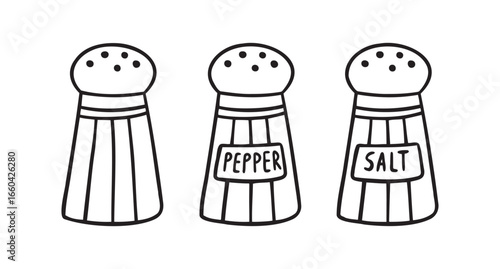  jar for salt or pepper. salt shaker and pepper shaker doodle hand drawn icon. Outline drawing jar for salt or pepper line clipart symbol
