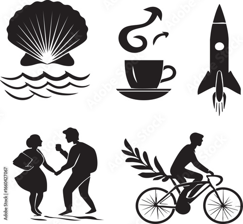 silhouette of a man with bicycle