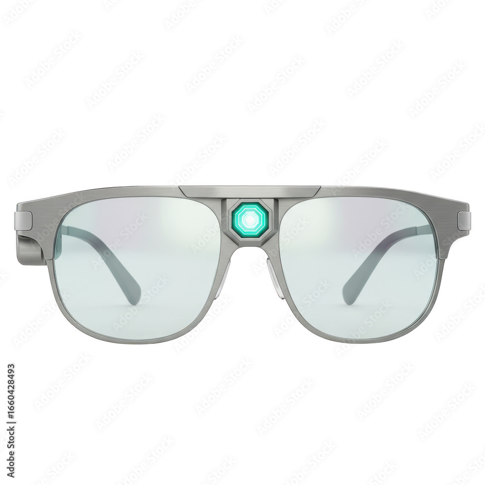 Fototapeta premium Futuristic smart glasses with integrated camera and glowing blue light