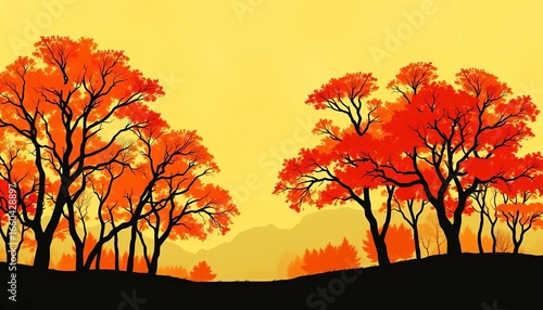 Abstract autumnal tree silhouettes, seamless vector background for various surfaces,  background,  woodland