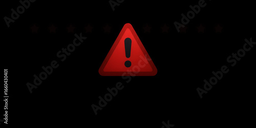 A red warning sign with an exclamation point against a solid black background image