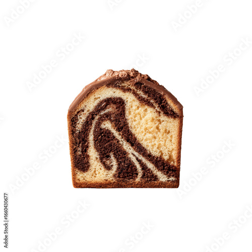 Delicious Chocolate Marble Loaf Cake Slice, Close-up Studio Shot