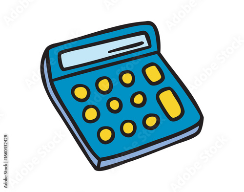 Calculator, cute math tool, colorful planner doodle, hand drawn