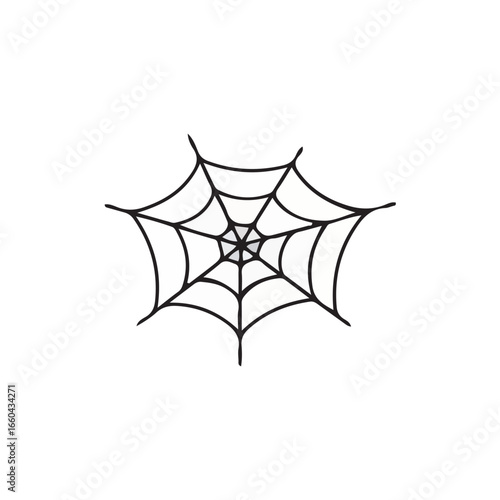 Simple black and white hand-drawn spider web graphic.