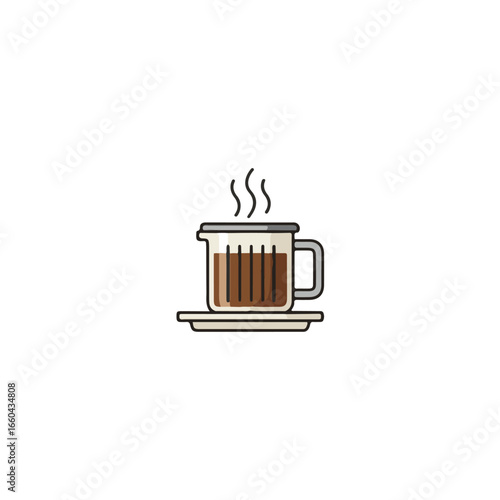 A steaming cup of coffee sits on a saucer, ready to be enjoyed.
