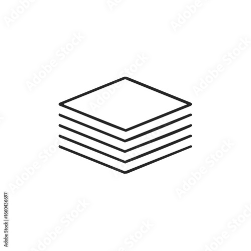 An abstract outline of stacked geometric shapes