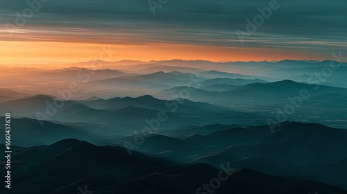 Mountain ranges at dusk in North Carolina
