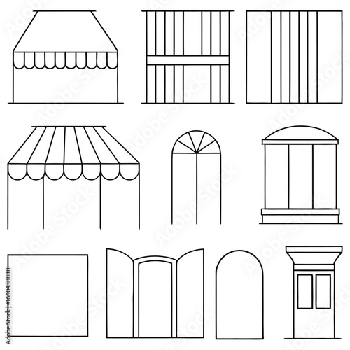 Architectural elements and awnings windows doors