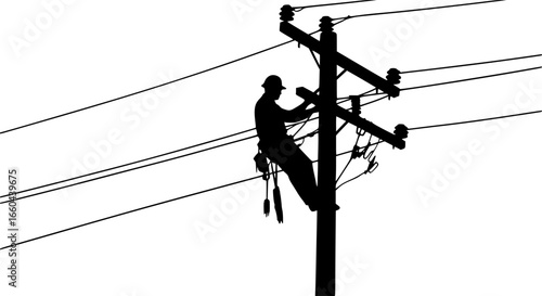 Power Lineman Silhouette vector cut files
