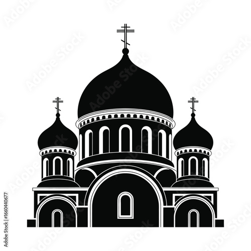 Black church domes with crosses orthodox architecture