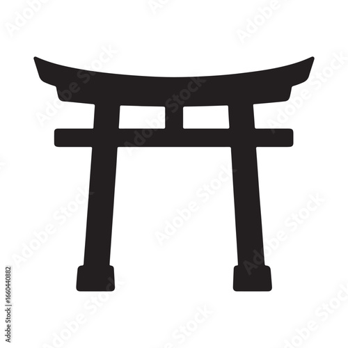 Torii Gate Icon Silhouette Japan Symbol Vector Isolated