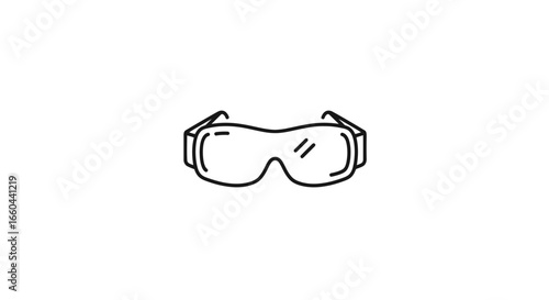 Simple Black Outline of Protective Safety Goggles a Minimalist Vector Icon for Workplace Safety.