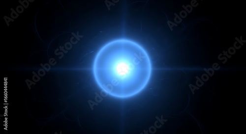 Bright blue light emanating from a central point with radiating lines and wisps image photo