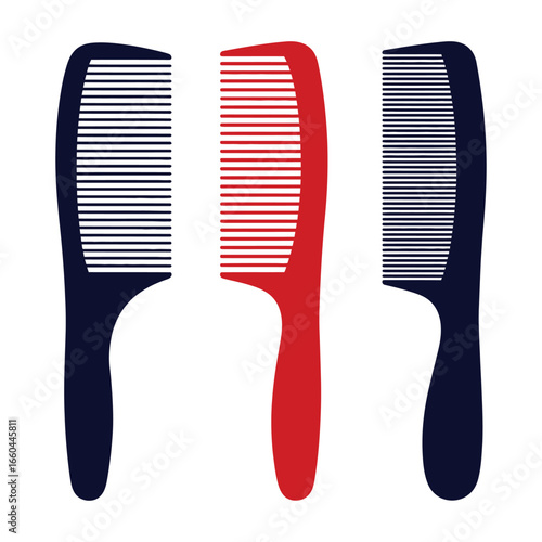 Blue red combs hair styling