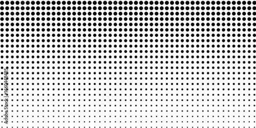 Black polka dots seamless pattern on white background. Halftone minimalist abstractmodern gradient.
