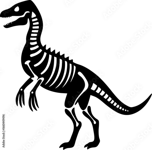 Striking Silhouette of a Dinosaur Skeleton an Archaeological Marvel Unearthing the Past with Paleontological Precision and Skeletal Grandeur