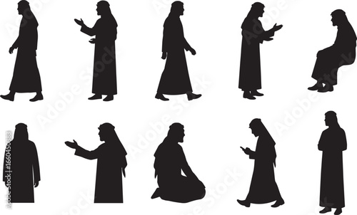 Wallpaper Mural Set of Arab Male Silhouettes Islamic Culture Torontodigital.ca