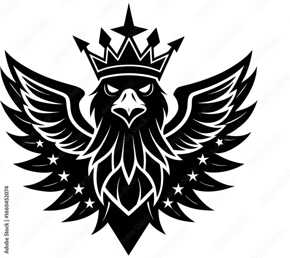 Obraz premium Majestic eagle crown headed and shoulder vector illustration.