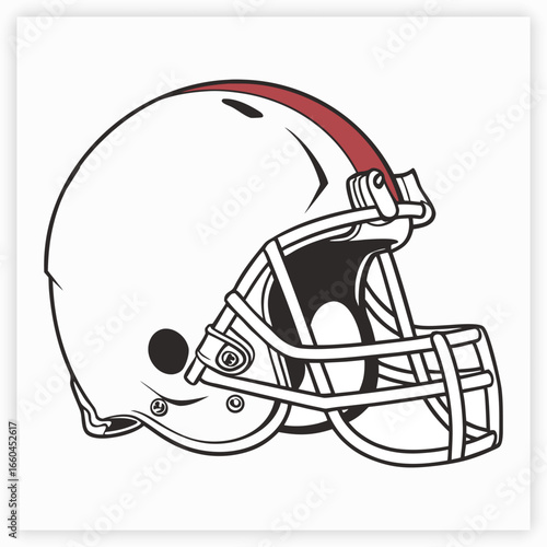 Illustrated American football helmet showcasing protection gear and sports equipment suitable for design or decoration in games