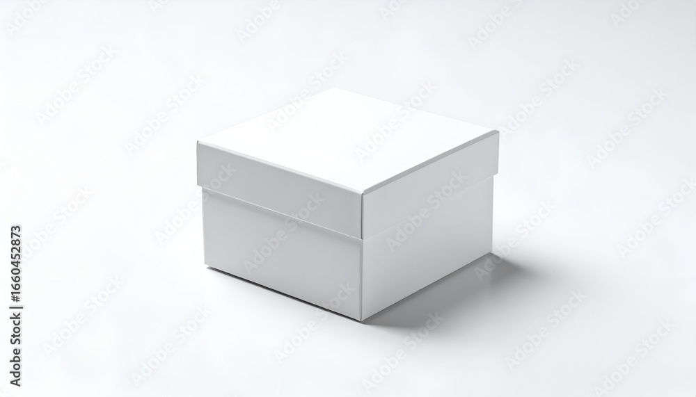 Fototapeta premium Minimalist white display cube box, isolated on a clean background. Perfect for product mockups, exhibition stands, and advertising presentations.