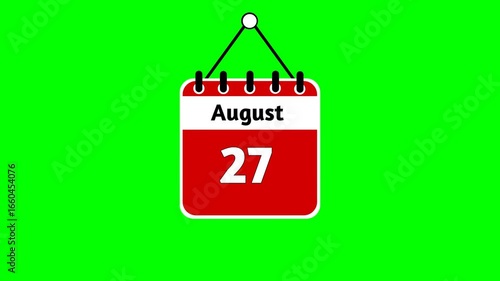 Calendar icon showing August 27 on green background