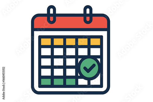 Calendar illustration with checkmark in colorful design planning calendar layout