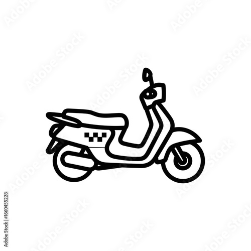 Line art illustration of a scooter with taxi markings  