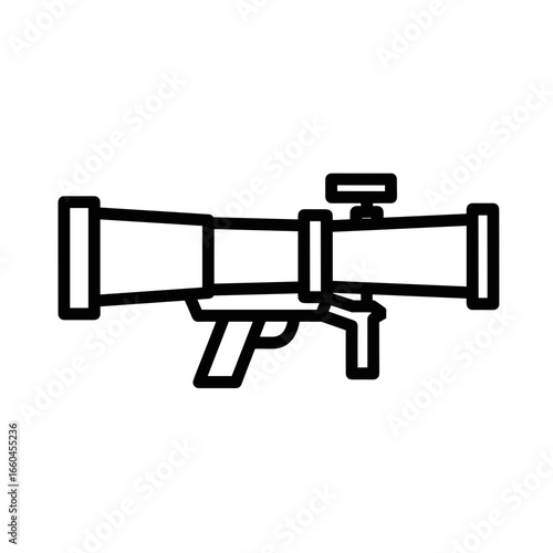 Outline of a sniper rifle with scope on white background  