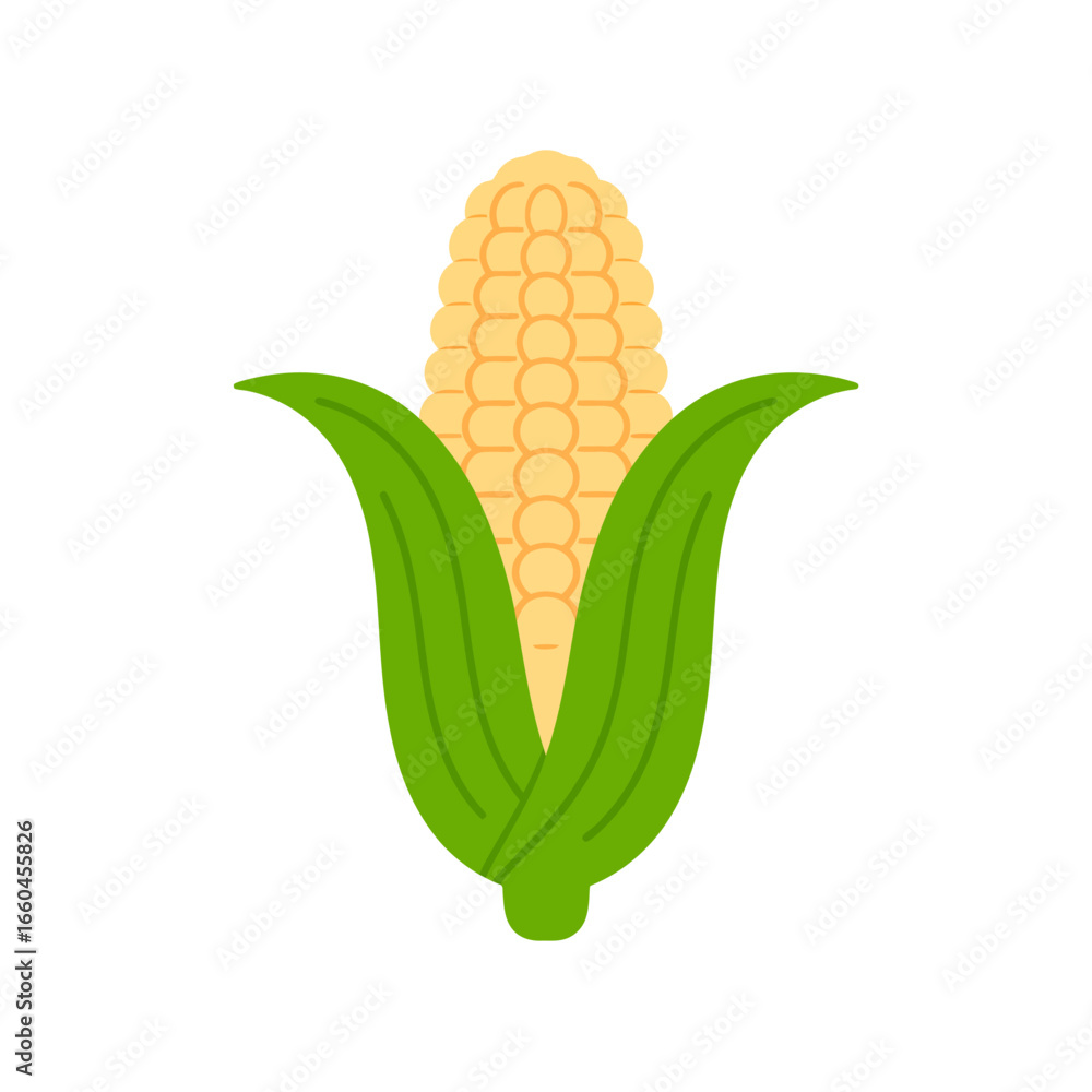 Obraz premium Illustration of a Vibrant Corn Cob with Green Husks Fresh and Ready for Harvest Graphic Element for Farm Themed Designs