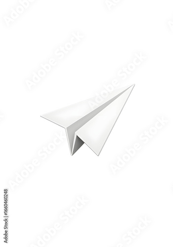 Free Download Sleek White Paper Airplane Illustration with Realistic Shading Isolated for Design. - GFXLoad