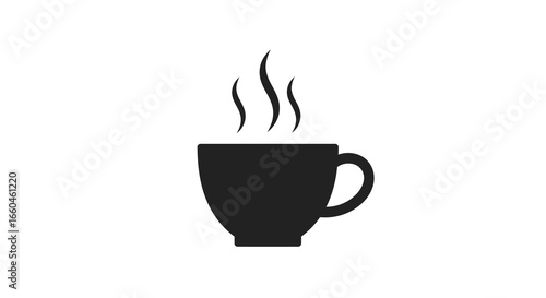 Minimalist coffee cup silhouette with steaming hot beverage