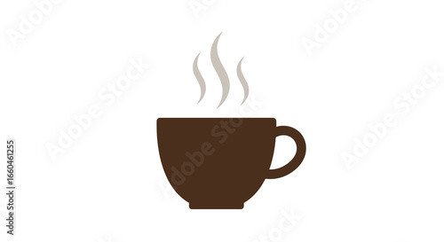 Warm coffee cup icon with rising steam on minimalist background
