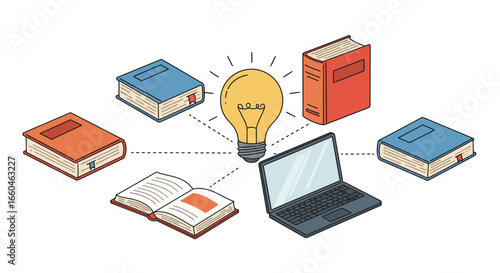 Innovative learning concept with books and technology integration