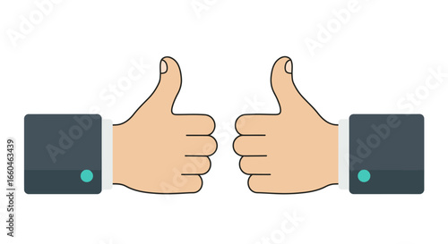 Two thumbs up gesture in flat style on white background